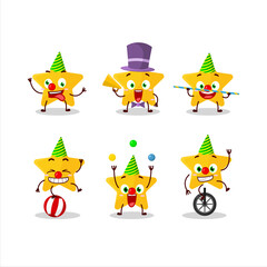 Cartoon character of yellow star with various circus shows