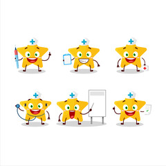 Obraz na płótnie Canvas Doctor profession emoticon with yellow star cartoon character