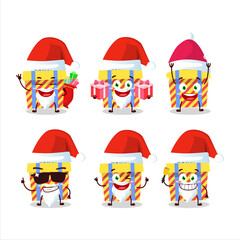 Santa Claus emoticons with yellow stripes gift cartoon character