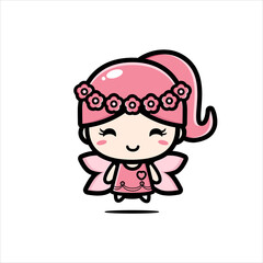 cute pink fairy character vector design