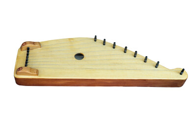 Gusli Russian folk stringed plucked musical instrument on a white background.