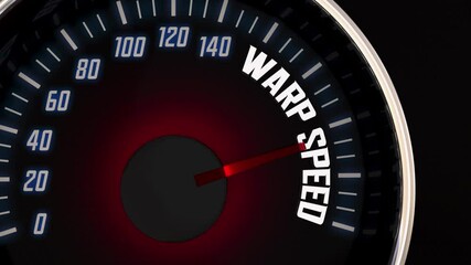 Warp Speed Fast Quick Response Speedometer Urgent Action Now 3d Animation