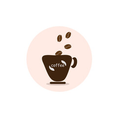 The coffee cup and coffee bean icon design is brown