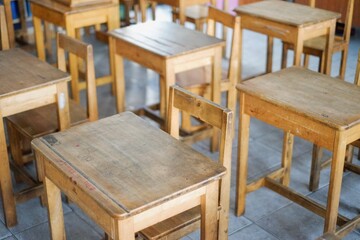 School empty classroom without student.