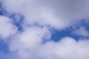 Blue sky with beautiful persistent clouds. Summer sky.