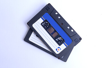Close up view of old audiotape cassette