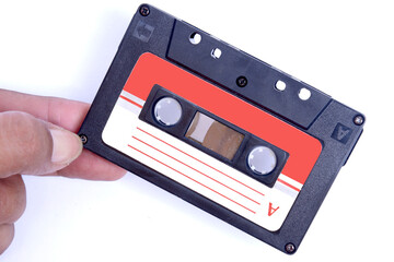 Obraz premium Close up view of old audiotape cassette