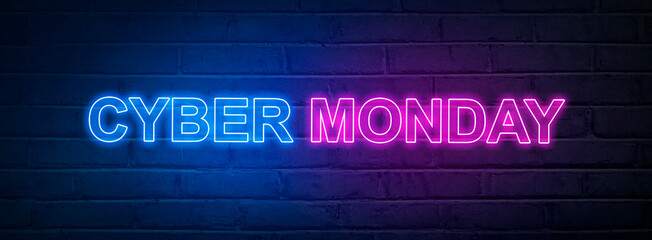 Cyber Monday text from an electric lamp on the wall