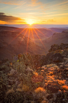 Sunset in the Steen mountains in Oregon