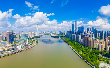 Fototapeta na wymiar CBD scenery of Guangzhou City, Guangdong Province, China