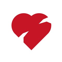 Broken Heart Flat Icon Vector Logo Template Illustration