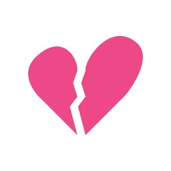 Broken Heart Flat Icon Vector Logo Template Illustration