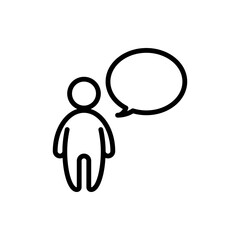 People with speech bubble outline icons. Vector illustration. Editable stroke. Isolated icon suitable for web, infographics, interface and apps.