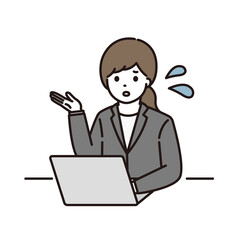 ビジネスウーマン 案内 困惑 パソコン