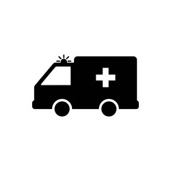 Vector Ambulance icon, medical logistics delivery truck symbol on isolated white background for UI/UX and website.