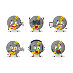 Black stripes marbles cartoon character are playing games with various cute emoticons