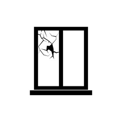 Vector Broken window pane glass icon, flat symbol on isolated white background for UI/UX and website.
