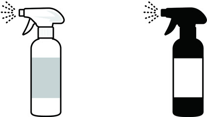 噴霧されたミストと白と黒2本のスプレーボトル