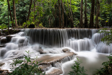 Beautiful Landscapes of Waterfall in the tropical jungle forest of Thailand