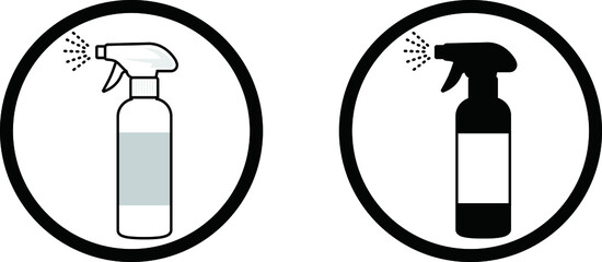 噴霧されたミストと白と黒2本のスプレーボトル【アイコン】