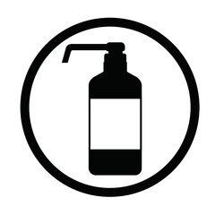 黒のプッシュ式消毒液ボトル【アイコン】
