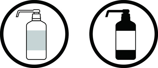 白と黒のプッシュ式消毒液ボトル【アイコン】
