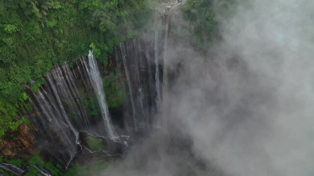 Drone footage of waterfall in the park
