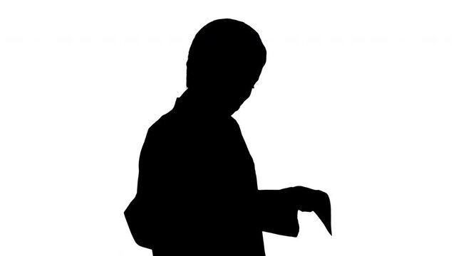 Smiling african american female doctor reading cardiogram, Alpha Channel