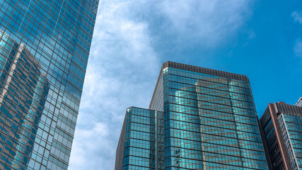 Fototapeta na wymiar Skyscraper View Of Commercial Building In Hong Kong 