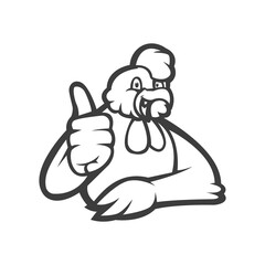 Fried chicken restaurant mascot logo template back and white version