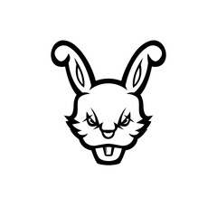 Rabbit mascot logo black and white version
