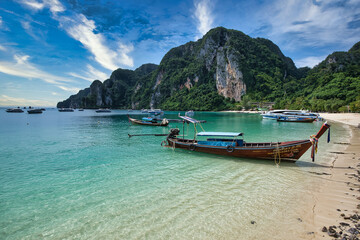 boat on the beach Phi Phi Thailand