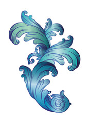 wunderschönes blau schimmerndes Barock Ornament