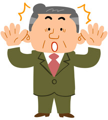 驚くスーツを着た中年男性_全身
