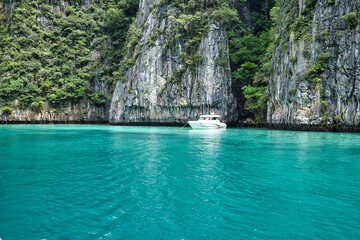 Phi Phi Leh Lagoon by long-tail boat in Thailand