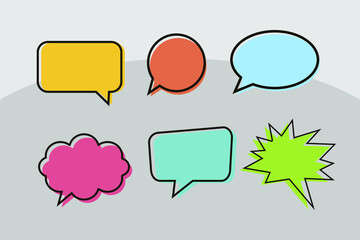 set of hand drawn colorful speech bubbles