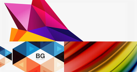 Set of minimal geometric abstract backgrounds. Vector illustrations for covers, banners, flyers and posters and other