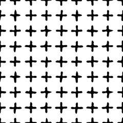 Seamless pattern. Crosses arranged in a grid, hand drawn.	