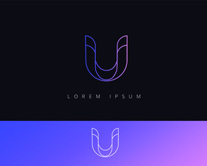 Initial letter u simple and modern creative colorful multimedia geometric alphabet u icon symbols business © Riks