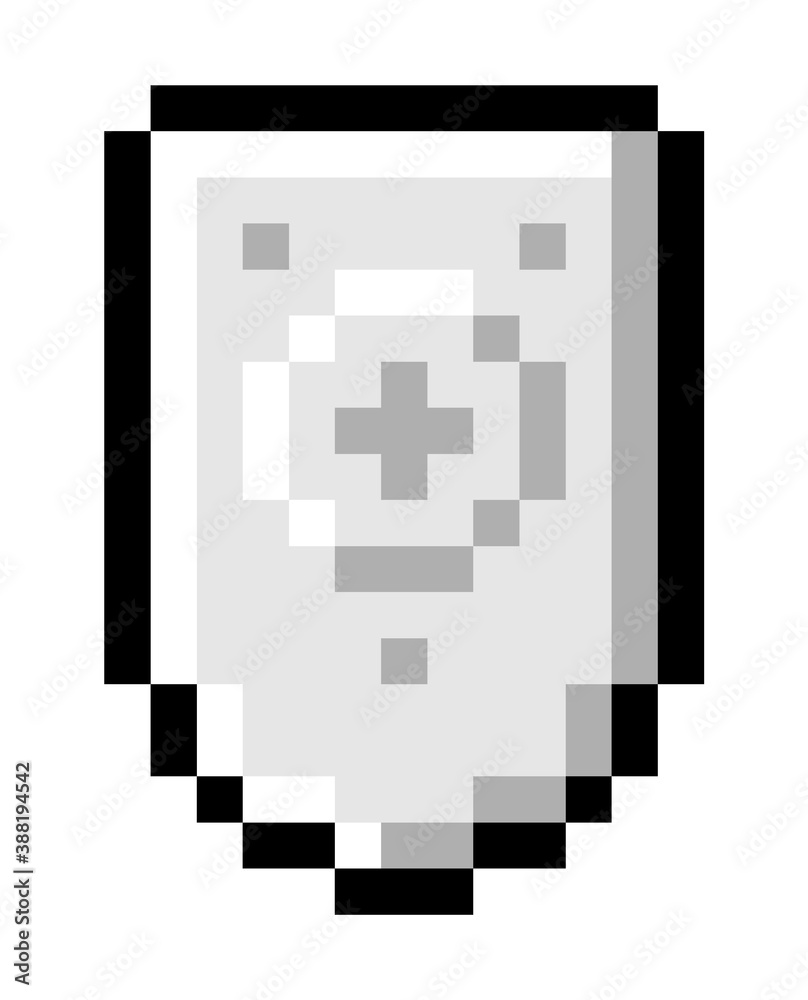 Fototapete pixel art design of a shield icon. abstract shield icon in pixel style isolated. game element weapon