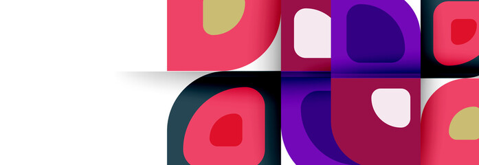 Set of vector modern geometric abstract backgrounds with repeating abstract round shapes patterns and shadow effects