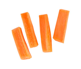 Carrot sticks, Julienne style isolated on white background.