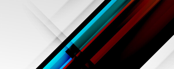 Geometric abstract backgrounds with shadow lines, modern forms, rectangles, squares and fluid gradients. Bright colorful stripes cool backdrops