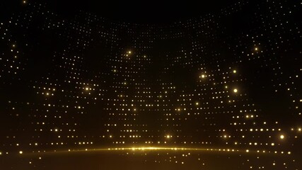 Sharp design golden stage glitter animation with stars, lights and particles. Perfectly looping.