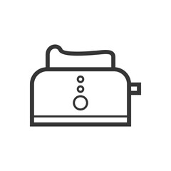 Kitchen toaster outline single isolated vector icon. Kitchen appliances and electronics illustration on white background