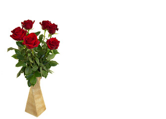 vase with flowers roses on a white background, isolate