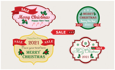 set of labels, Christmas signs