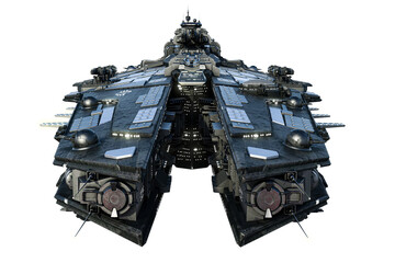 Spaceship exterior on an isolated white background, 3D illustration, 3D rendering © Seeker Stock Art