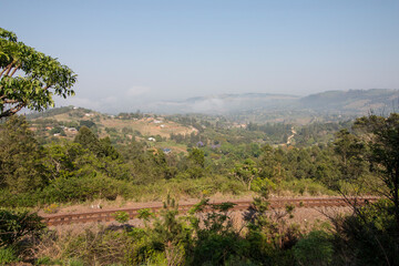 Railway Line Running along Hilltop with Valley Stretching Below