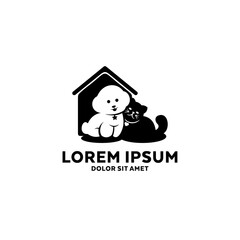 Logo Black Cat and White Dog Home
